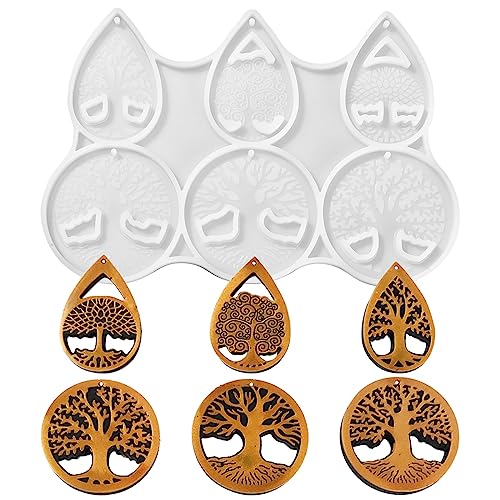 UR URLIFEHALL 5 Pcs Silikon Baum des Lebens Form DIY Epoxidharz Gießformen für handgemachte Geschenk Harz Handwerk DIY Onament Schmuck Herstellung von UR URLIFEHALL