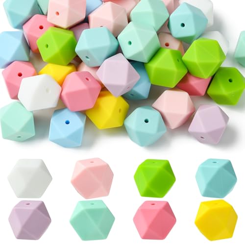 UR URLIFEHALL 50 Stück Macaron-Farben, 17 mm, sechseckige Silikonperlen, facettierte Polygon-Perlen für Perlenstifte, DIY, Schmuck, Handwerk, Schlüsselanhängerherstellung UR URLIFEHALL 50 Stück Macaron-Farben, 17 mm, sechseckige Silikonperlen, facettierte Polygon-Perlen für Perlenstifte, DIY, Schmuck, Handwerk, Schlüsselanhängerherstellung von UR URLIFEHALL