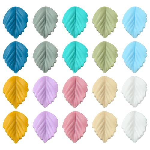 UR URLIFEHALL 20 Stück 10 Stile Silikon Blatt Perlen Bunte Blätter Silikon Focal Perlen für DIY Perlenstifte Schmuck Garten Handwerk von UR URLIFEHALL
