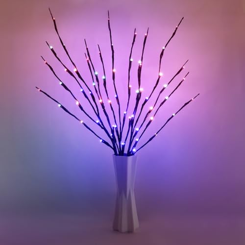 URAQT 73 CM LED Baumastlicht, 3 Stück Beleuchtete Zweige für Vasen Weidenzweigdekoration mit Batteriekasten Künstlicher Baum DIY Dekoratives Licht Farbe(Ohne Batterie) von URAQT