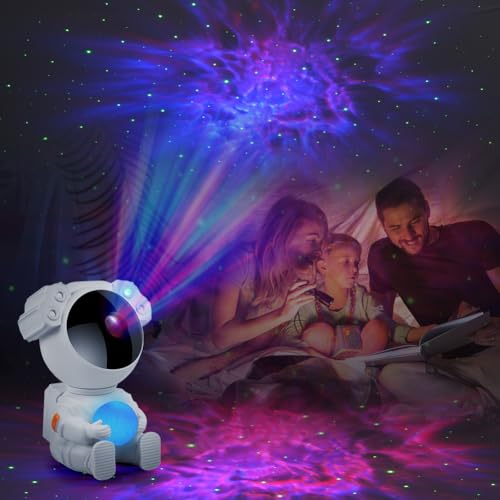 URAQT Astronaut Projektor, LED Sternenhimmel Projektor Galaxy Nachtlicht, 8 Nebelmodi mit Timer Fernbedienung 360° Rotation Einstellbare Helligkeit, Geschenk für Kinder und Erwachsene von URAQT