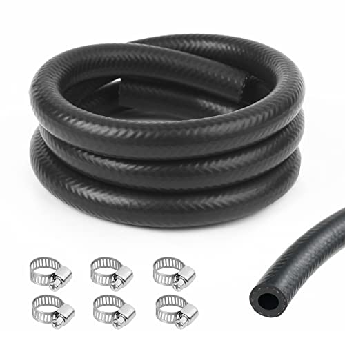 URAQT Benzinschlauch Kit, 1 Meter Ø 5 mm Kraftstoffschlauch Ölschlauch Dieselschlauch mit 6 Stücke Schlauchschellen für Auto Motorrad Roller von URAQT