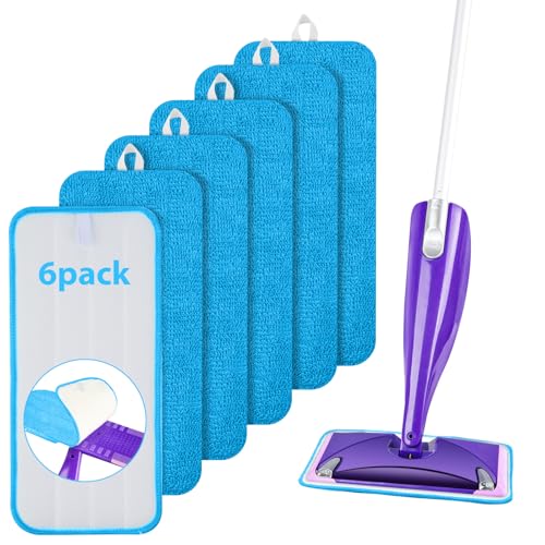 URAQT Bodenwischer Ersatzbezug, 6 Stück Mop Pads, 30.5 * 14cm Mop Microfaser Reinigung Pads, Saugfähiger Wischmopp Reinigungskissen für Spray Mops und Flash Power Mops, Blau URAQT Bodenwischer Ersatzbezug, 6 Stück Mop Pads, 30.5 * 14cm Mop Microfaser Reinigung Pads, Saugfähiger Wischmopp Reinigungskissen für Spray Mops und Flash Power Mops, Blau von URAQT