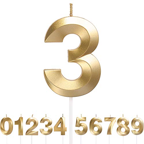 URAQT Geburtstag Zahl Kerzen, Gold Glitzer Geburtstagskerzen, Dekorative Geburtstagstorte, Hochzeitsparty, Abschlussfeier Usw 3 URAQT Geburtstag Zahl Kerzen, Gold Glitzer Geburtstagskerzen, Dekorative Geburtstagstorte, Hochzeitsparty, Abschlussfeier Usw 3 von URAQT