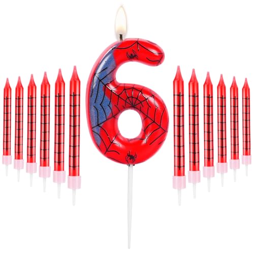 URAQT Geburtstagskerzen Zahlen, 3D Spinnendesign Geburtstag Zahl Kerzen, Lange Rot Geburtstagskerzen, Tortendeko kerze Kuchendeko geburtstagskerze 6 URAQT Geburtstagskerzen Zahlen, 3D Spinnendesign Geburtstag Zahl Kerzen, Lange Rot Geburtstagskerzen, Tortendeko kerze Kuchendeko geburtstagskerze 6 von URAQT
