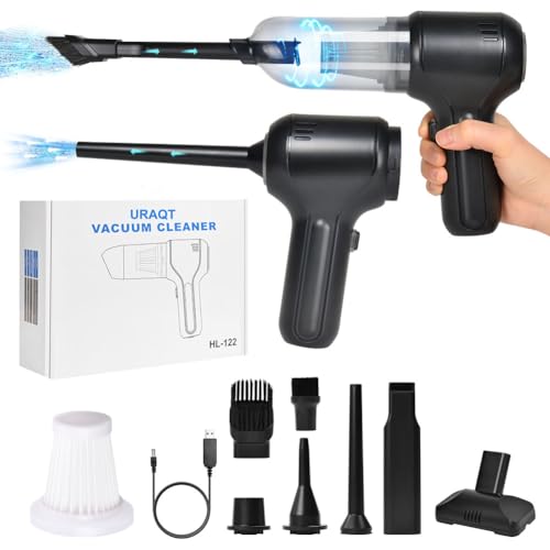 URAQT Handstaubsauger Auto Handheld Kabelloser,3 in 1 Handstaubsauger Akku Hand Stark 150000rpm Mini Staubsauger Auto Kabellos USB aufladbar Tragbar Leicht Handsauger für Haus Büro Auto Küche Schwarz von URAQT