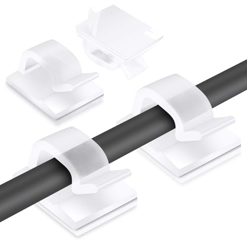 URAQT Kabelhalter Selbstklebend, 70 Stück Mini Outdoor Kabel Clips mit Klebebändern Kabelklemmen für Kabelmanagement Kabelschellen Kabelclips Schreibtisch Organizer für Ladekabel Wand Desk - Klar von URAQT