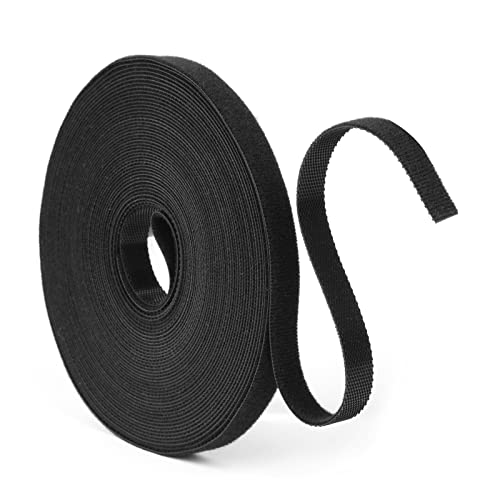 URAQT Klett Kabelbinder, 10m Klettband Wiederverschließbar Schwarz 10mm Breite Langfristige Selbstklebendes Klettband Beliebig Zuschneiden Kabel Doppelseitiges Klett Geeignet für Organisation zu Hause von URAQT