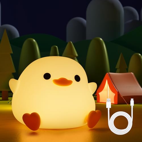 URAQT LED Silikon Nachtlicht Kinder, Silikon Nachttischlampe, Niedliche Silikon Nachtlicht, Touch-Steuerung Silikon Nachtlicht Baby für Baby Mädchen Junge, Zimmer Deko, Enten-Stil von URAQT