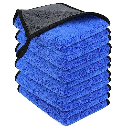 URAQT Mikrofasertücher Auto,6 PCS 500GSM Mikrofasertücher Multifunktionales Motorrad Fusselfreie Handtuch,Reinigungstuch Microfasertuch für Auto Haushalt Küche Fenster - 60x40CM von URAQT