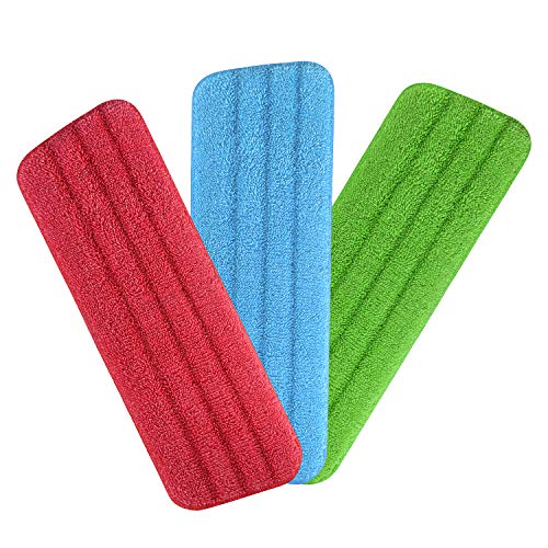 URAQT Mop Pads, 3 Stück Mop Microfaser Reinigung Pads, Nachfüllpack Wischbezug Bodenwischer Ersatzbezug, Saugfähiger Wischmopp Reinigungskissen für Spray Mops und Reveal Mops - 42 x 14 cm von URAQT