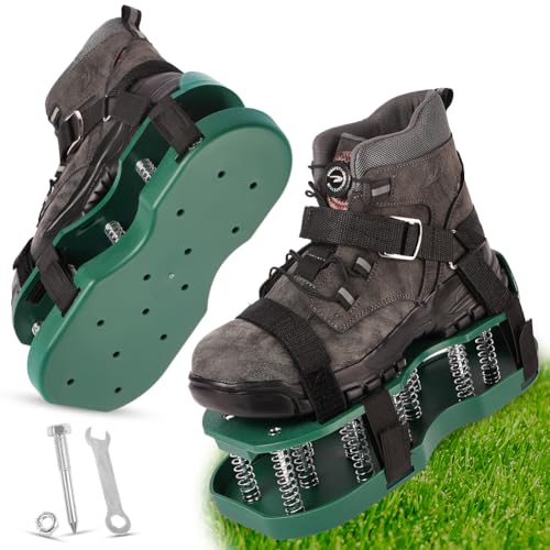 URAQT Nagelschuhe, Vertikutierer Schuhe Kostenlose Installation Rasenlüfter Schuhe Nagelschuhe mit Schaufel Rasenbelüfter Zum Rasen belüften oder als Estrichschuhe, Federtyp von URAQT