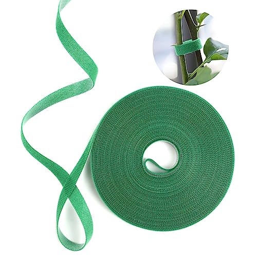 URAQT Pflanzenbinder Klett,10m Grün Wiederverschließbar Pflanzenband Doppelseitige Stützbinder 15mm Selbstklebend Rankhilfe Mehrzweck Pflanzenbinder Wetterfeste Rankhilfe für Pflanzen von URAQT