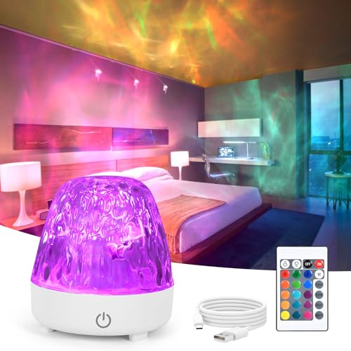 URAQT Sternenhimmel Projektor, 4 Beleuchtungsmodi LED Sternenprojektor Lampe Kinder | 16 Farben Dimmbarer 3D Nachthimmel Meereswellen und Nordlichter Projektor mit Fernbedienung für Geschenk Party von URAQT