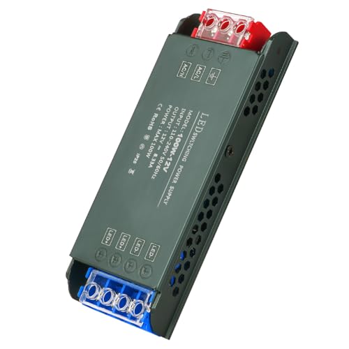 URAQT LED Trafo 12V 100W, LED-Treiber Netzteil 220v AC auf 12v DC, LED Transformator kein Rauschen -8.33A Adapter Konstantspannung für Beleuchtung, Ultradünn NiedervolttrafoTrafo, Überlastschutz von URAQT