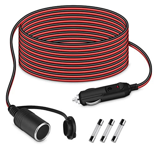 URAQT Verlängerungskabel für Auto, 4.6M 12 V-24 V DC KFZ Zigarettenanzünder-Verlängerungskabel 17 AWG-Stecker Universeller Wasserdichter Verlängerungskabel Mit 3 15-A-Sicherung More Power + URAQT Verlängerungskabel für Auto, 4.6M 12 V-24 V DC KFZ Zigarettenanzünder-Verlängerungskabel 17 AWG-Stecker Universeller Wasserdichter Verlängerungskabel Mit 3 15-A-Sicherung More Power + von URAQT