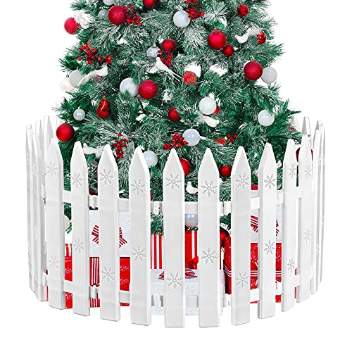 URATOT Dicker Kunststoff-Lattenzaun für Weihnachtsbaum, Mini-Zaun, Dekoration für Weihnachten, Hochzeit, Party, Gartenhaus, 15-teilig, 30 cm, Weiß von URATOT