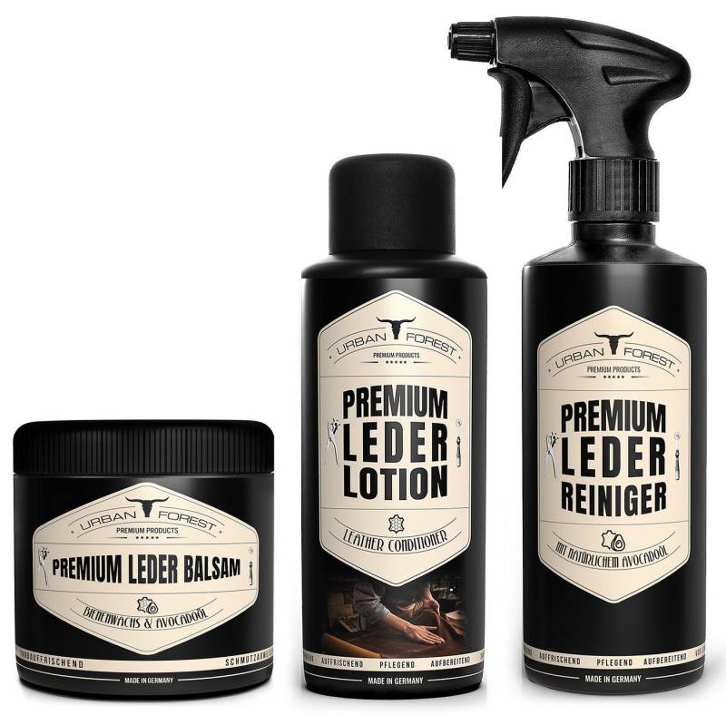 URBAN FOREST Sparset Leder Balsam + Leder Reiniger +Leder Lotion 3x 500ml Lederpflegeset (1 St) von URBAN FOREST
