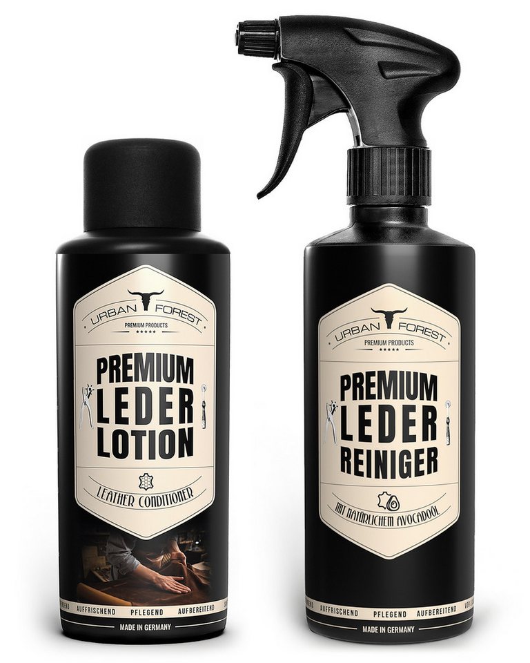 URBAN FOREST Sparset Leder Reiniger +Leder Lotion 2 x 500ml Lederpflegeset (2 St) von URBAN FOREST