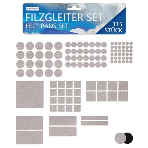 filzgleiter Selbstklebend - 115 filzgleiter für stühle - Möbelgleiter Schwarz 3mm Dicke - Stuhlgleiter Heller Schutz Möbel und Böden von URBAN HEAVEN