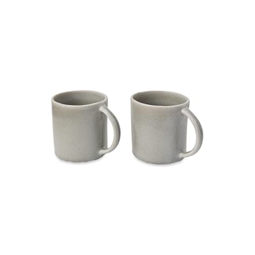 URBANARA Becher Malhou – 9.5 x 8.5 cm, Blassgrün, 100% Stein, Steingut – 2er Set, Kaffeebecher Tasse Geschirr Cappucino Kaffeetassen Espressotassen Teetasse Coffee Mug Skandinavisch Hygge von URBANARA