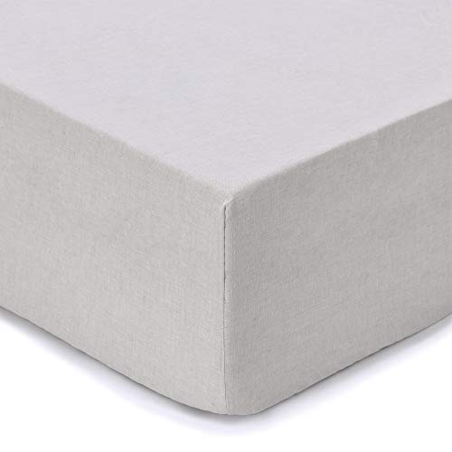 URBANARA Boxspring-Spannbettlaken Toulon bis 40 cm Steghöhe – 100% europäisches Leinen, gewaschen, atmungsaktiv, temperaturregulierend, mit Gummizug, Oeko Tex Zertifiziert, Natur, 160x200 cm von URBANARA