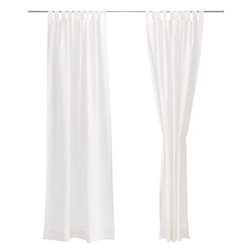 URBANARA Essentials Vorhang-Set Tolosa aus Leinen und Baumwolle 2er-Set 140x245 cm Weiß Leinwandbindung Aufhängung mit Ösen von URBANARA