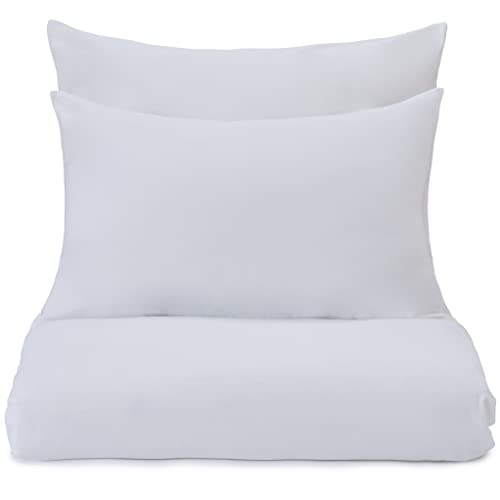 URBANARA Flanell-Bettwäsche Montrose – 100% Reine Baumwolle, Weiß – 2-teiliges Bettwäsche-Set – 2X Kissenbezug 80x80 cm, Flanellbettwäsche von URBANARA