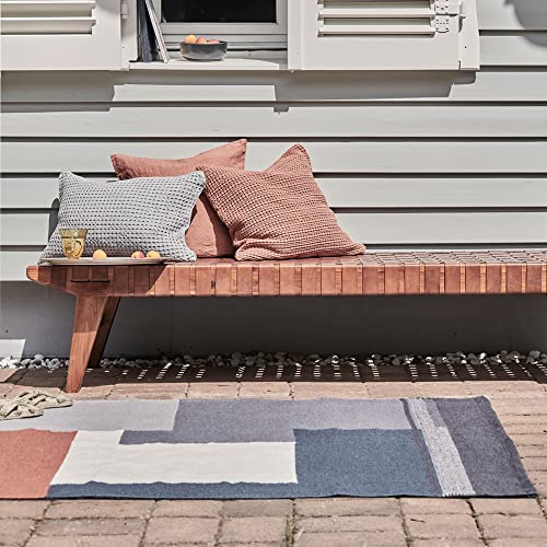 URBANARA Indari Outdoor-Teppich Grau/Rosa/Altrosa 90x130 cm – 100% PET In- und Outdoor-Teppich von URBANARA