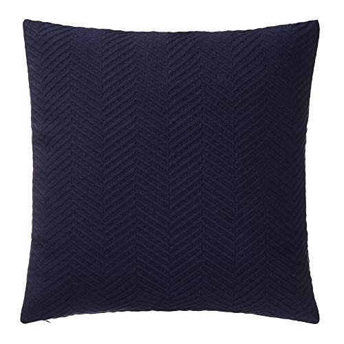 URBANARA Kissen Lixa – 100% Reine Baumwolle, Dunkelblau mit Fischgratmuster – 50 x 50 cm, 1 Kissenhülle, Dekokissen, Sofakissen, Zierkissen, Kissenbezug von URBANARA