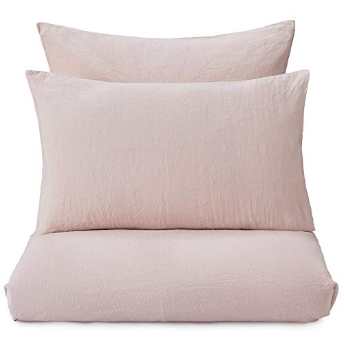 URBANARA Leinen-Bettdeckenbezug Mafalda 100% Leinen, Rosa, 1 Bettbezug – 155cm x 220cm, nur Bettdeckenbezug von URBANARA