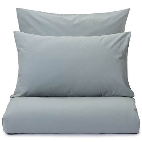 URBANARA MATA Essential Kissenbezug 2X 40x80 cm I 100% Baumwolle Made in Portugal Oeko Tex 100 I Weich Unifarben Atmungsaktiv mit Reißverschluss 2-TLG Set I Grüngrau von URBANARA