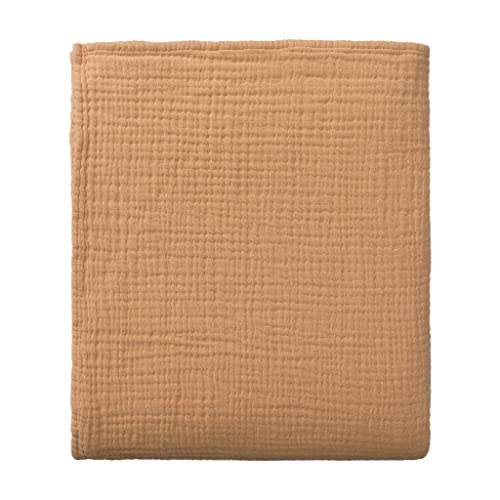 URBANARA Musselin-Tagesdecke COTA 275x265 cm - 100% Baumwolle, strukturierte Decke — Ideal als Bettüberwurf Kuscheldecke für Einzel- und Doppelbett - Helles Kork von URBANARA