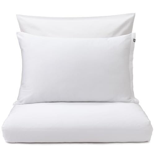 URBANARA Satin-Kissenbezug Set Oufeiro 2X 80x40 cm I 100% Bio-Baumwolle Made in Portugal Oeko Tex Standard 100 I kühlend & weich I Seidenmatt Premium Kissenhüllen, Weiß von URBANARA