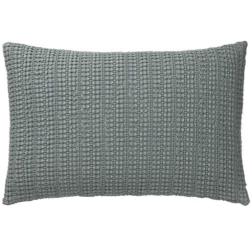 URBANARA Sofakissen/Dekokissen Anadia - 100% Reine Baumwolle, Mintgrün mit umgekehrtem Waffelmuster, Stonewashed-Effekt – 40 x 60 cm, 1 Kissenbezug von URBANARA