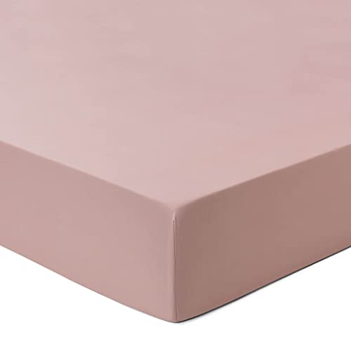 URBANARA Spannbettlaken MATA - Blasses Rosa - 160x200x26 cm, 100% Baumwolle mit Soft-Peach-Finish – Bettlaken, Baumwoll-Laken, Betttuch, Haustuch von URBANARA
