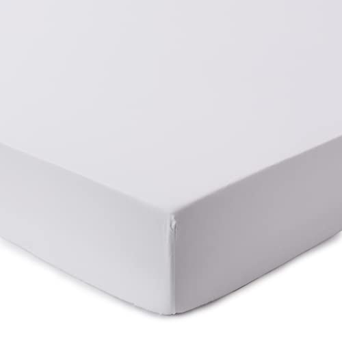 URBANARA Spannbettlaken MATA - Weiß - 180x200x26 cm, 100% Baumwolle mit Soft-Peach-Finish – Bettlaken, Baumwoll-Laken, Betttuch, Haustuch von URBANARA