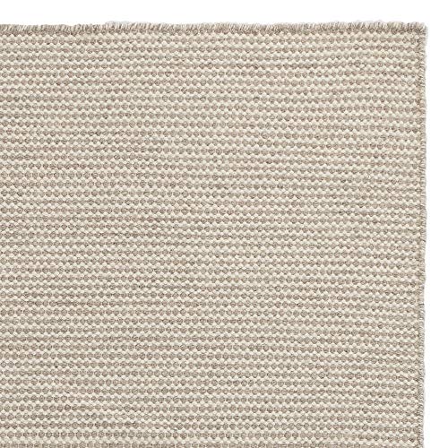 URBANARA Teppich Udana - 100% Wolle 140x200 cm Handgewebt Zweifarbig Sandstein-Melange/Naturweiß - Care & Fair Zertifikat von URBANARA
