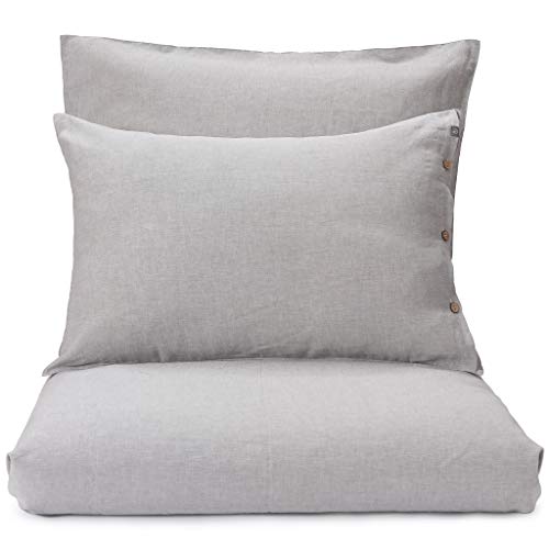 URBANARA Tolosa Halbleinen Kissenbezug 2er Set 40x80 cm I 50% Leinen & 50% Baumwolle Made in Portugal I Atmungsaktiv Weich Kühlend 2-TLG Set Oeko Tex 100 Sommerbettwäsche I Hellgrau von URBANARA
