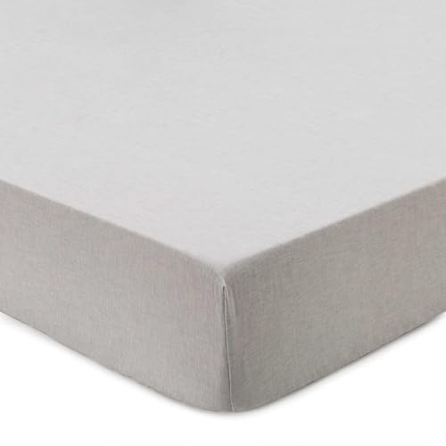 URBANARA Tolosa Spannbettlaken 140-160 x 200 cm I 50% Leinen & 50% Baumwolle I Weiches Luftiges Halbleinen Spanntuch Made in Portugal Oeko Tex Zertifiziert - Hellgrau von URBANARA