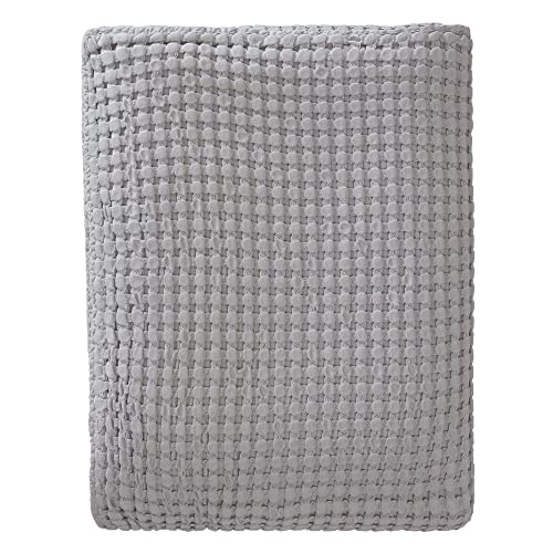 URBANARA Veiros Tagesdecke 200x220 cm I 100% Baumwolle Made in Portugal Waffelpique Nachhaltig & Weich I Sofa Bett-Überwurf Couchdecke Wohndecke Kuscheldecke Plaid Bedspread Oeko Tex 100 I Hellgrau von URBANARA