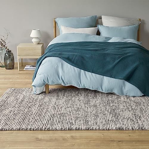 URBANARA Woll-Teppich Ravi 170x240 cm, Melange-Grau - Handgewebt, Skandinavisches Landhaus Design mit grober Struktur, Wohnzimmer Esszimmer Schlafzimmer, 80% Schurwolle von URBANARA