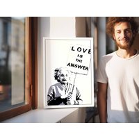Banksy Streetart Love Is The Answer Albert Einstein Wandbild | Pop Art Kunstdruck A4 Street Kunstwerk A3 Handgemachte Graffiti Kunst von URBANKUNST