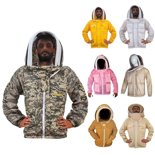 URBANSBEE Beekeeping Jacket 3-Layer Round Hat Pattern Vented Mask Beekeeping Jacket Protection for Beekeepers'… (2XL, DG Camo) von URBANSBEE
