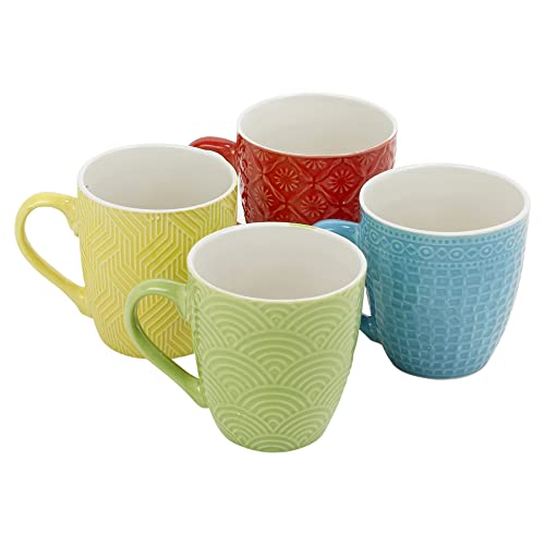 Set mit 4 bunten Porzellan-Tassen, 240 ml oder 380 ml, für heiße Schokolade, Suppe, Zuhause, Geschenke (240 ml) von URBN-CHEF