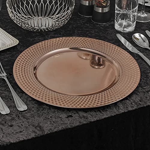 33 cm Weihnachts-Ladegerät-Teller, Tischsets, Esstisch, wiederverwendbar, Party-Dekoration (Geo-Roségold, 12 Ladegerät-Teller) von URBNLIVING