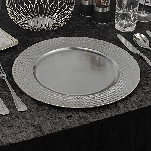 33 cm Weihnachts-Ladegerät-Teller, Tischsets, Esstisch, wiederverwendbar, Party-Dekoration (Geo-Silber, 12 Ladegerät-Teller) von URBNLIVING