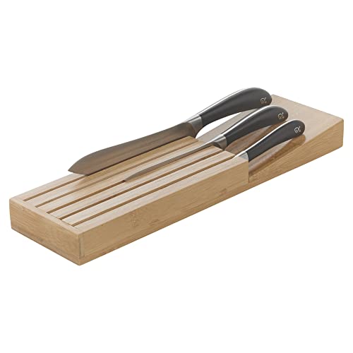Messerhalter aus Holz mit 5 Fächern, Bambus, für mehrere Messer, Küchenarbeitsplatte, Schubladen, Organizer, Blockregal (Messer nicht im Lieferumfang enthalten) von URBNLIVING