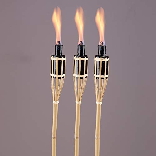 Schwarze Bambus-Fackel-Lichter für Außenbereich, Garten, Terrasse, 60 cm Höhe, brennt für 4–5 Stunden, mit Öl oder Paraffin betrieben., Set of 9 Schwarze Bambus-Fackel-Lichter für Außenbereich, Garten, Terrasse, 60 cm Höhe, brennt für 4–5 Stunden, mit Öl oder Paraffin betrieben., Set of 9 von URBNLIVING