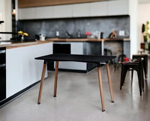 URBNLIVING 110cm Rechteck Scandi Stil Moderne Küche Holz Esstisch Wohnzimmer Home Möbel Büro Meeting Tisch (Schwarz) von URBNLIVING